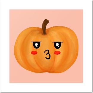 Bored kawaii pumpkin Posters and Art